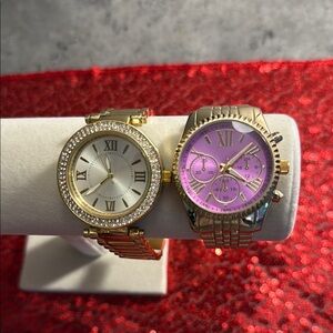 Gold and Purple Women's Watch Set